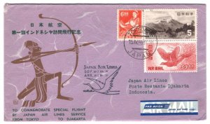 JAPAN Air Mail Cover JAL SPECIAL FLIGHT INDONESIA Jakarta Tokyo 1955 MA948