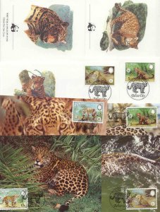 Belize 8 FDC/cards WWF/Jaguars 1983