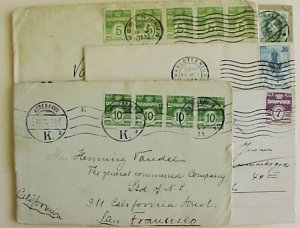 DENMARK  1922/1937 3 TO US 1 RETURN LABLE