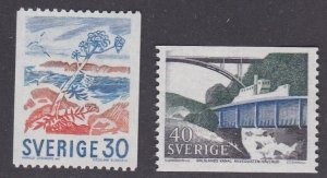 Sweden # 743-744, Flowers, Canal with Ship, Mint NH