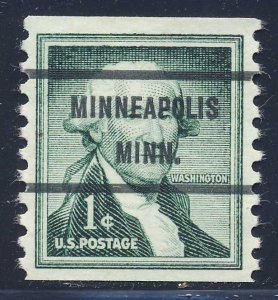 Minneapolis MN, 1054-71 Bureau Precancel, 1¢ coil Washington