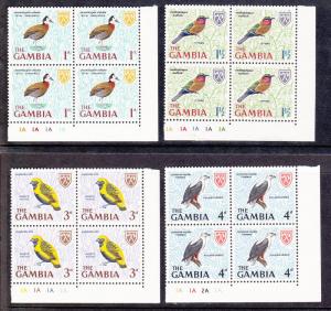 Gambia # 216, 217, 219, 220, 222, 223, 224 & 225, Birds Blks