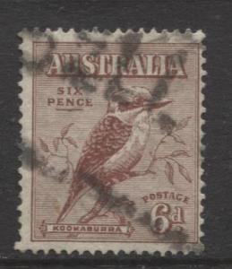 Australia - Scott 139 -  Kookaburra -1932- Used - Single 6d stamp