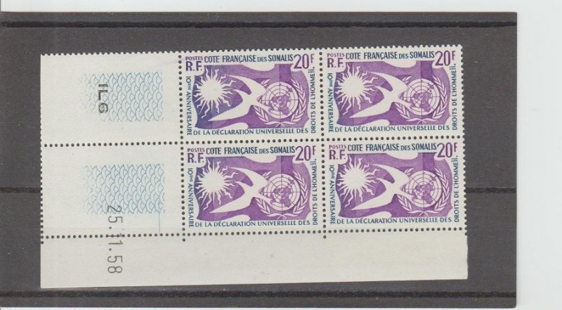 Somali Coast  Scott#  274  MNH  Block of 4  (1958 Human Rights)