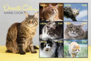 Liberia - 2014 - DOMESTIC CATS - Sheet of 6 Stamps - MNH