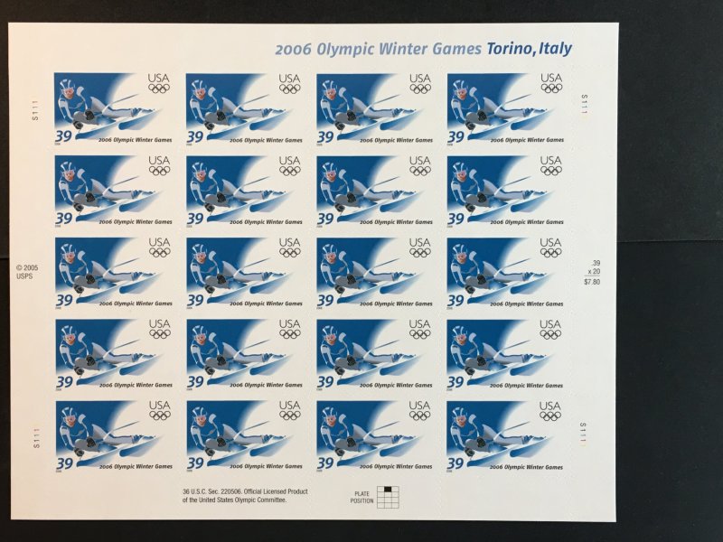 2006 sheet of stamps Winter Olympics - Turin or Torino, Sc #3995