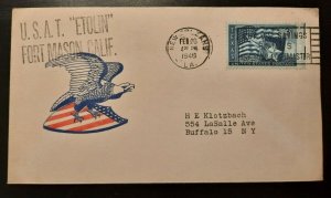 1946 USAT Etolin Fort Mason CA Eagle Cachet New Orleans LA Buffalo NY