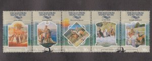 Australia # 1034, The Man From Snowy River, Strip of 5 Different, Used, 1/2 Cat,