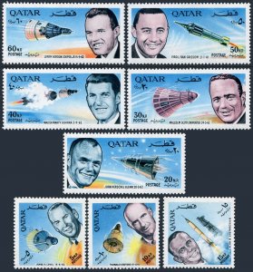 Qatar 104-104A, MNH. Mi 142-149. Astronauts, 1966. Stafford, Schirra, Borman.