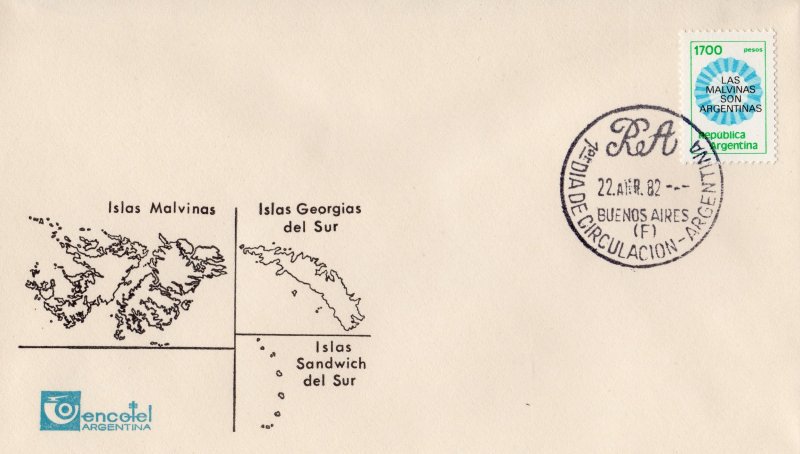 Argentina 1982 Sc#1338  Claim on Falkland Islands (1) FDC VF Condition