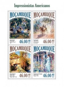 Mozambique - 2013 American Impressionist Art 4 Stamp Sheet 13A-1370