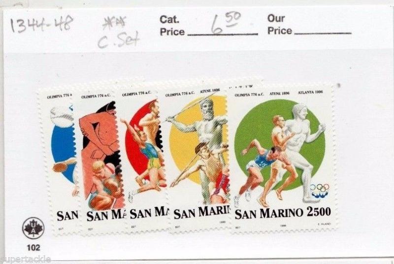 1996 San Marino Sc# 1344-48 ** MNH Atlanta Olympic postage stamp set. 