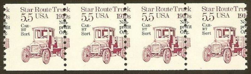 2125a - Misperf Error / EFO Strip of 4 Star Route Truck Mint NH