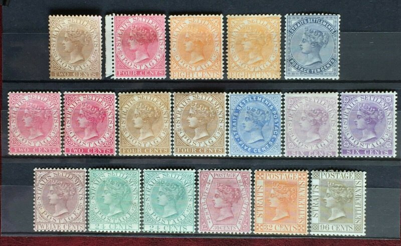 MALAYA 1882-91 STRAITS SETTLEMENTS QV wmk CA 18V Mint SG#50-53/63-71 M3251