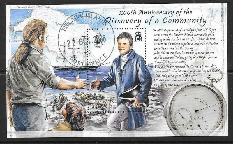 PITCAIRN ISLANDS SGMS774 2008 DISCOVERY OF THE COMMUNITY  FINE USED