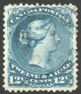 CANADA-1868-71 12½c Bright Blue Sg 60 FINE USED V41716