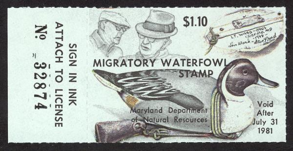 #7, Maryland State Duck stamp, SCV $10