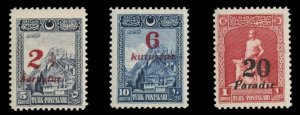 Turkey #673-675 Cat$40, 1929 Surcharges, set of three, never hinged