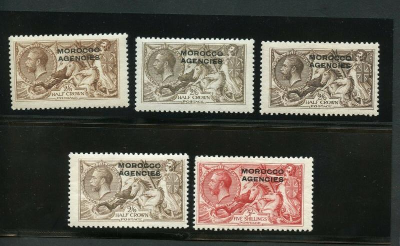 GREAT BRITAIN MOROCCO AGENCIES GEO V  SCOTT#217/17b 218/9 SG#50/51 51c 53/4 MINT