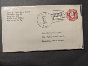 NAVY #138 Bermuda, British West Indies 1945 WWII Naval Cover w/ letter