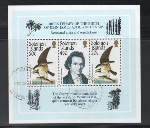 Solomon Islands, Scott #556  VF, Used, Souvenir Sheet, Audubon .... 5780134