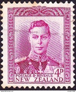 NEW ZEALAND 1947 KGVI 4d Bright Purple SG681 Used