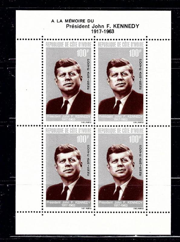 Ivory Coast C29a MH 1964 John F Kennedy S/S