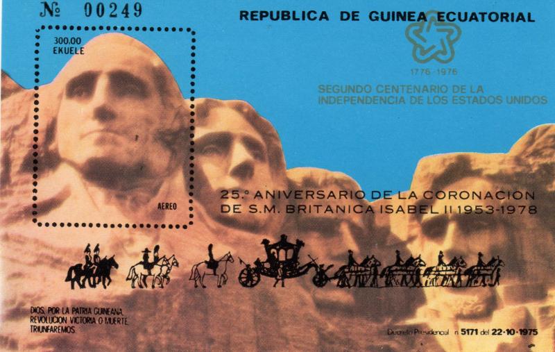 Equatorial Guinea 1977 Coronation 25th.Anniv.SS (1) Ovpt.Black MNH Mi.#Block 267