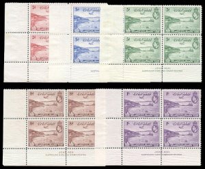 Papua 1938 KGVI complete set JOHN ASH Imprint blocks of four VFM. SG 158-162.