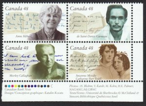 LIBRARY * HISTORY of AUTHORS = Canada 2003 #1997a LR Block of 4 MNH