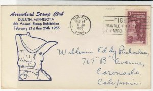 USA 1955 Arrowhead Stamp Club Duluth 8th Annual Ex Illust. Stamp Cover Ref38116