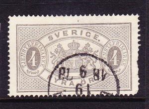 SWEDEN  1874-77  4ore ARMS OFFICIAL   P14  FU   Sc O2