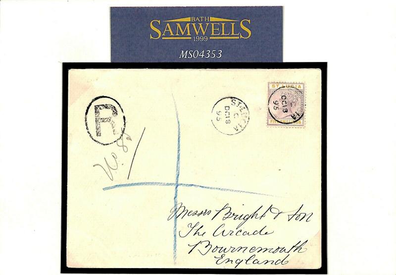 ST LUCIA Rare 5s Cover 1895 CDS QV HIGH VALUE Registered {samwells-covers}MS4353