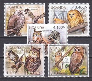 Uganda, Michel cat. 2795-2799. Various Owls issue.