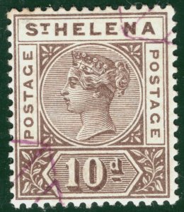 ST HELENA QV Stamp SG.52 10d Brown (1896) Used Cat £70- {samwells}YBLUE113