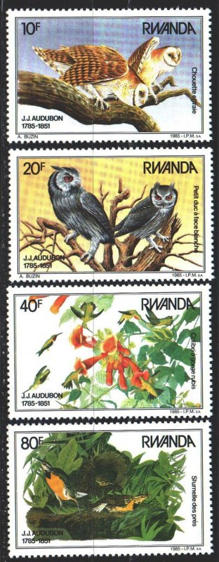 Rwanda. 1985. 1310-13. Owls, birds, fauna, Odabon. MNH.