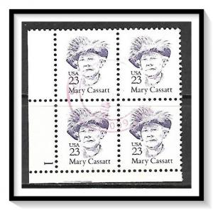 US Plate Block #2181b Mary Cassatt Used