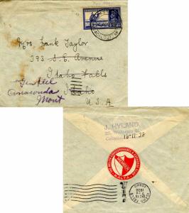 India 1938 3a6p KGVI Dak Camel 1938 Great Eastern Hotel, Calcutta to Idaho Fa...