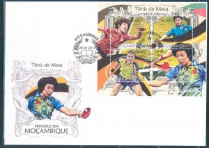 MOZAMBIQUE 2013 PING PONG TABLE TENNIS  SHEET FIRST DAY COVER