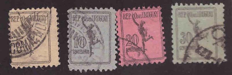 Uruguay Scott Q31-34 Used parcel post stamp set 1928