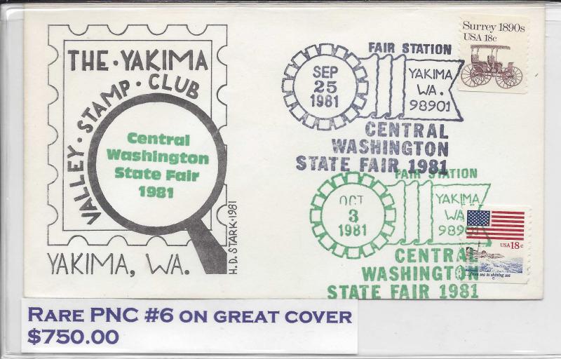 #1891 PNC plate number coil on commemorative cover at the Cenl WA Fair 1981