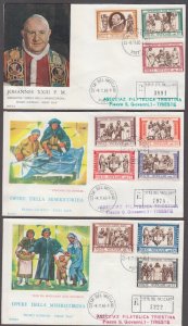 VATICAN Sc #284-91,E15-6.1 SET of 3 FDC X 10 STAMPS WORKS of MERCY