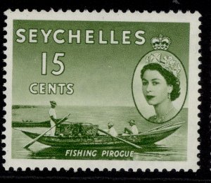 SEYCHELLES QEII SG177, 15c deep yellow-green, M MINT.