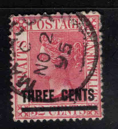 Straits Settlements Scott 74 Used Surcharged Queen Victoria stamp