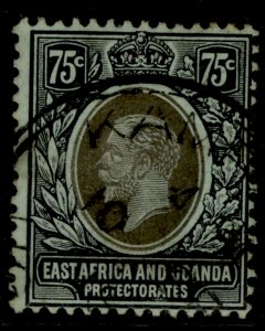 EAST AFRICA and UGANDA GV SG52b, 75c black/blue-green (olive back), FINE USED.