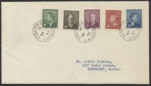 1949 #284-288 George VI Postes/Postage Combo FDC Montreal CDS