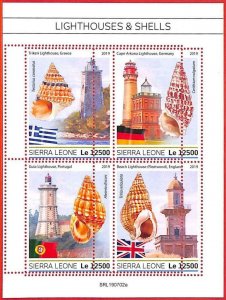 A4612 - SIERRA LEONE - ERROR MISPERF: 2019, Lighthouses, Seashells, Flags