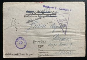 1943 Germany Stalag 367 POW Prisoner of War Letter Cover To Parma Italy