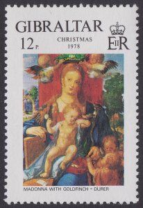 Gibraltar 414 Christmas Dürer Madonna with Goldfinch 12p single MNH 1978
