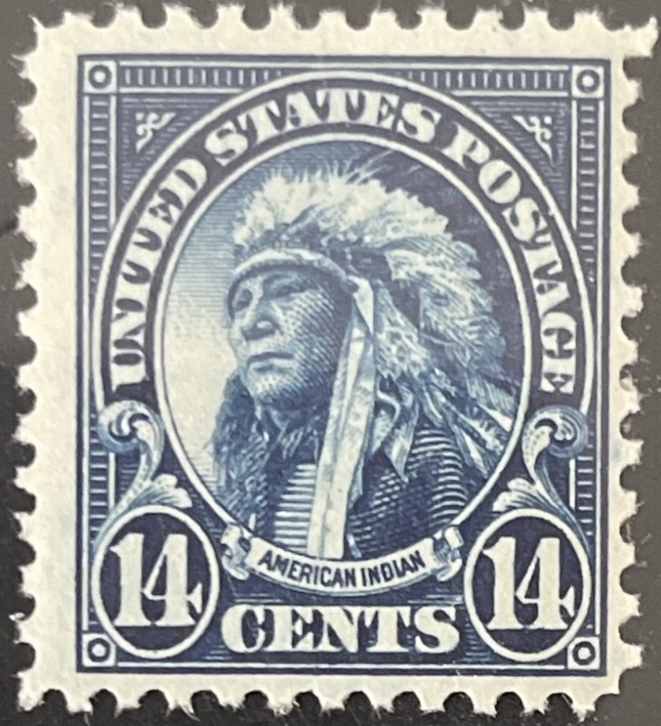 Scott #565 1923 14¢ American Indian flat plate perf. 11 MNH OG